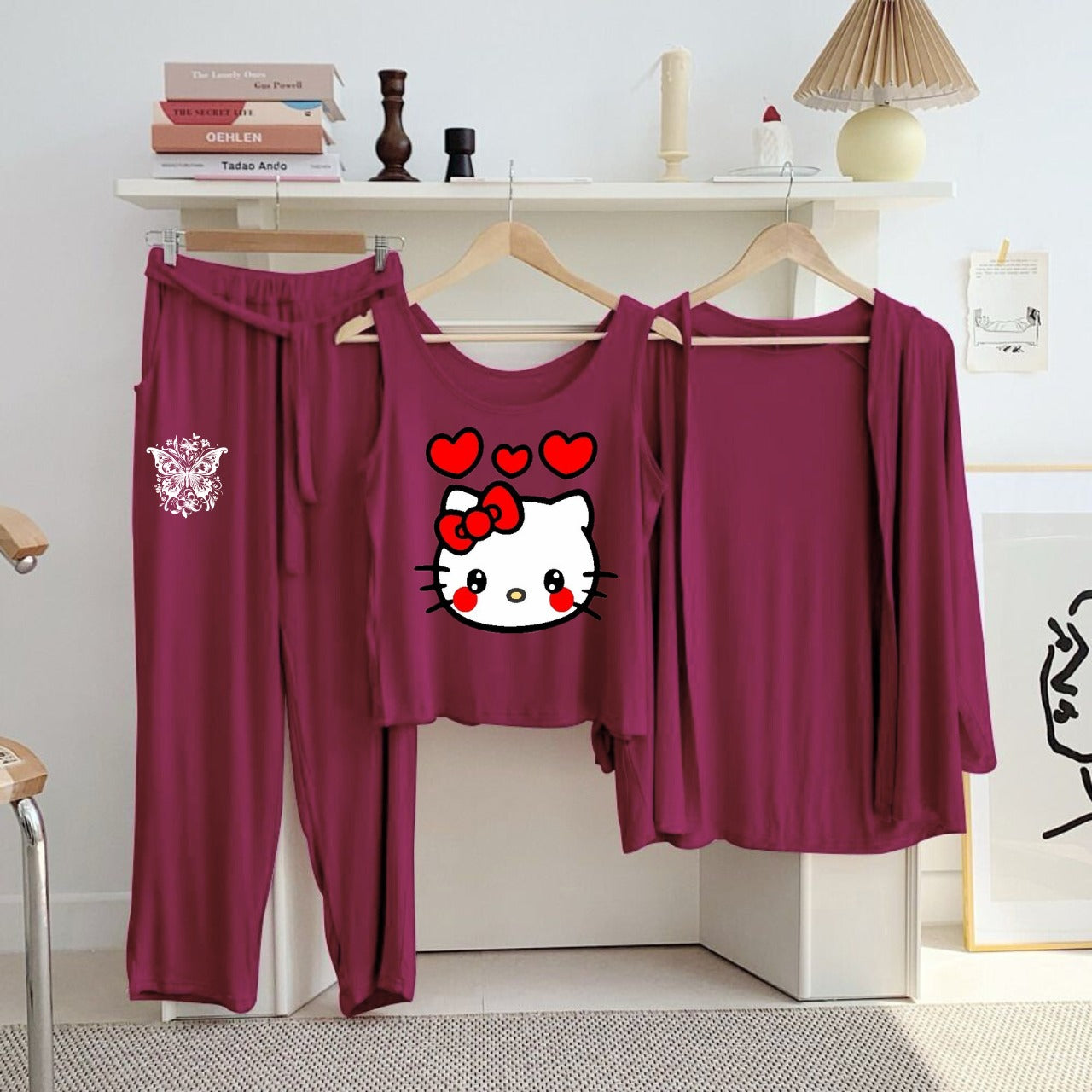 New Arrival Launched 3pcs Night Suits For Womens And Girls