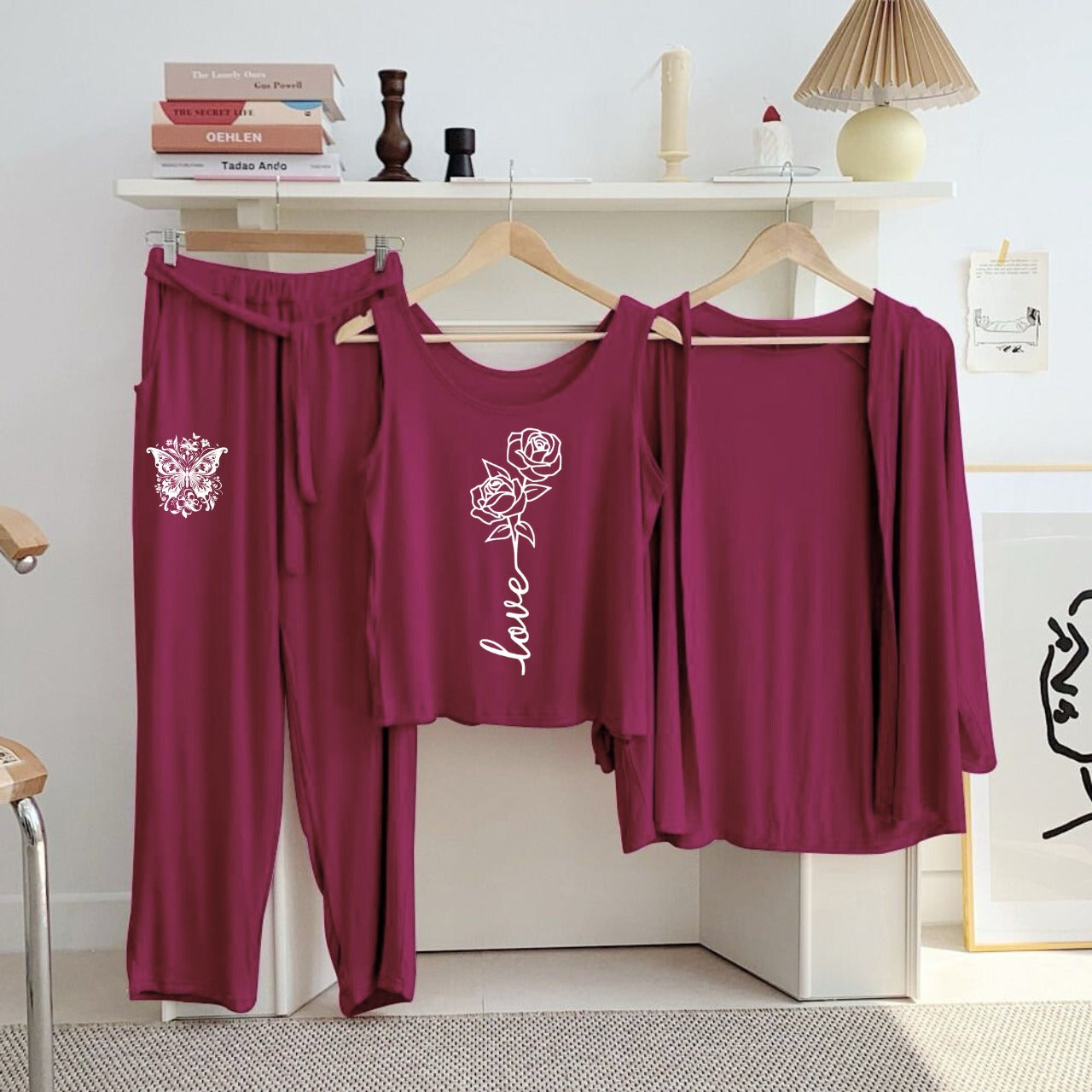 New Arrival Launched 3pcs Night Suits For Womens And Girls