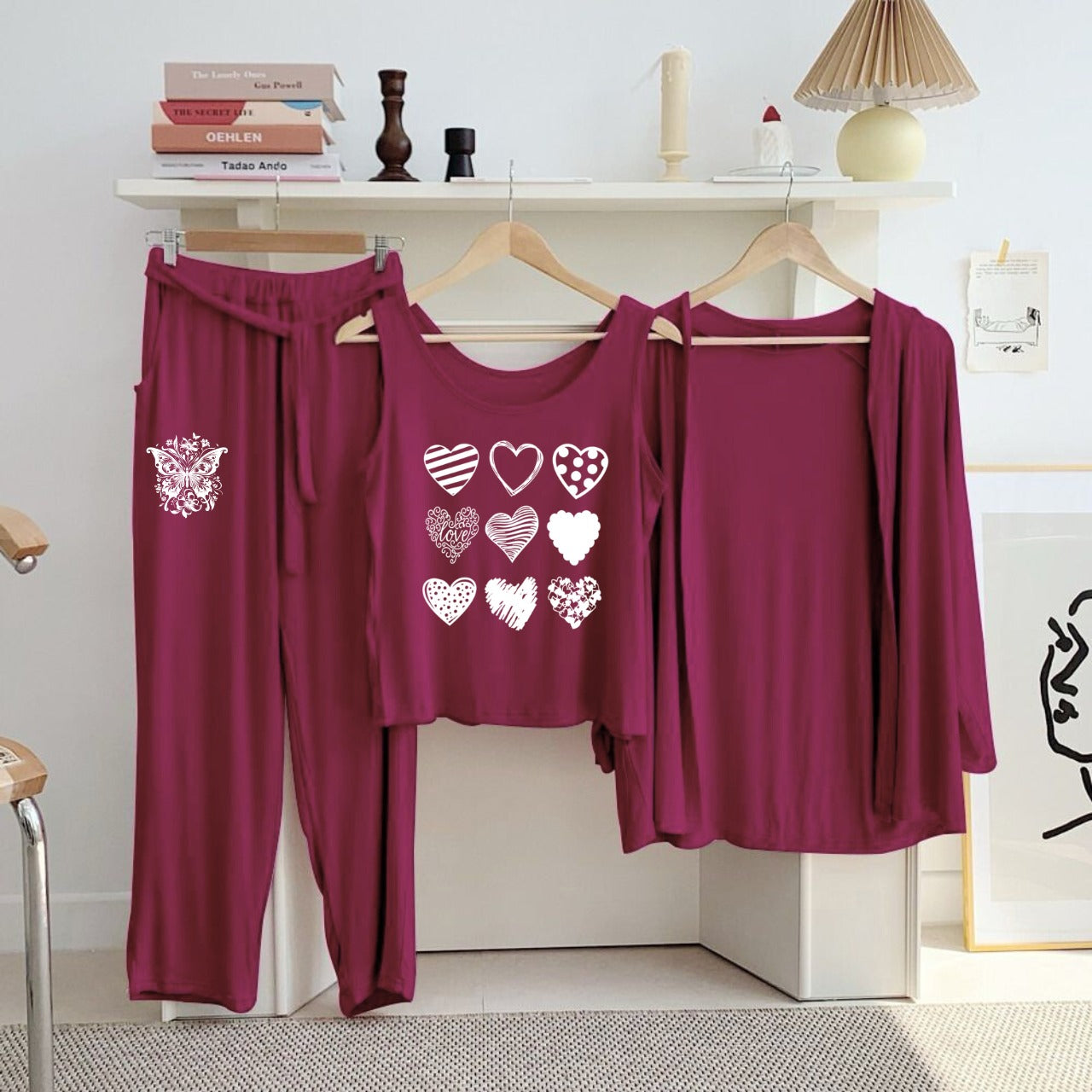 New Arrival Launched 3pcs Night Suits For Womens And Girls