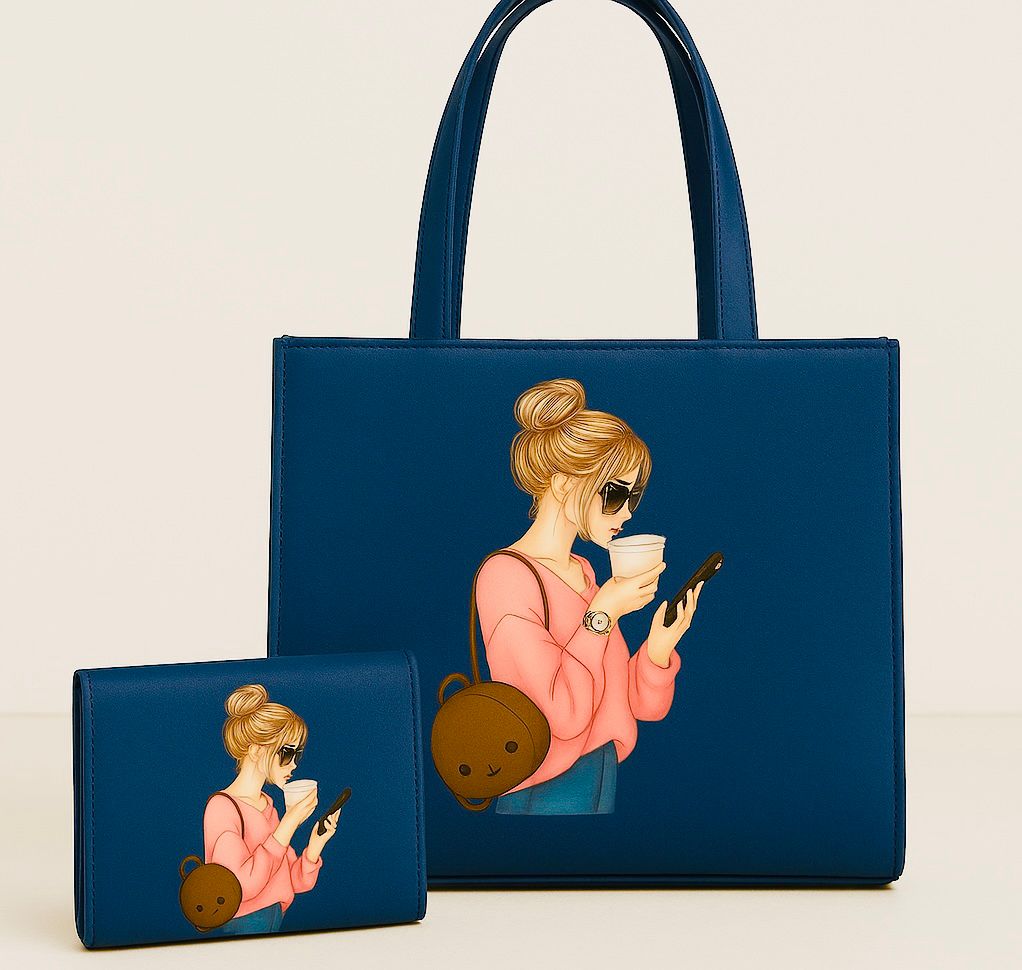 Canva Printed Girl 2pcs Bag Sets For Girls